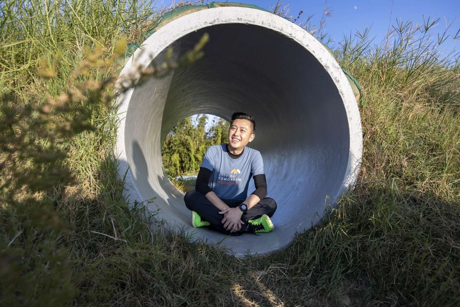 林智堅市長體驗水管通道